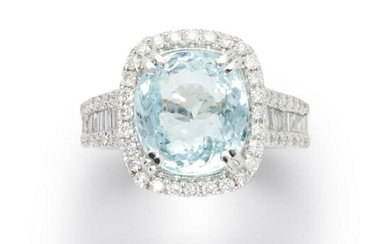 A blue tourmaline, diamond and fourteen karat white