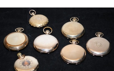 A collection of antique gold plated full hunter pocket watch...