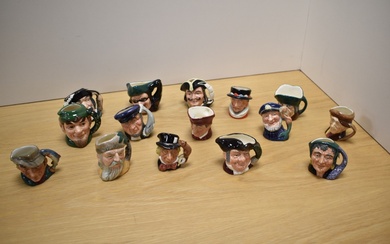 A collection of fifteen Miniature Royal Doulton bone china character jugs, to include 'The