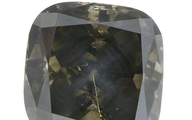 A cushion-shape 'fancy dark greenish yellow-brown' diamond, weighing 4.02cts.