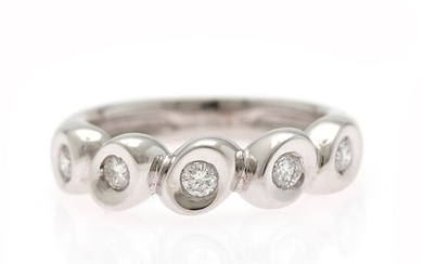 NOT SOLD. A diamond ring set with five brilliant-cut diamonds weighing a total of app....