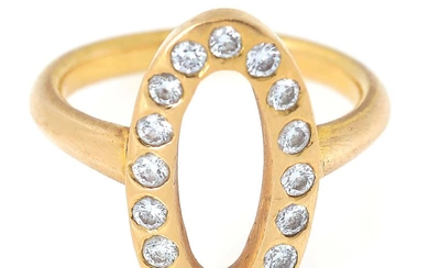 A diamond ring set with numerous brilliant-cut diamonds, mounted in 18k gold....