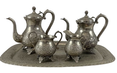 A four piece silver plated tea service on tray comprising...