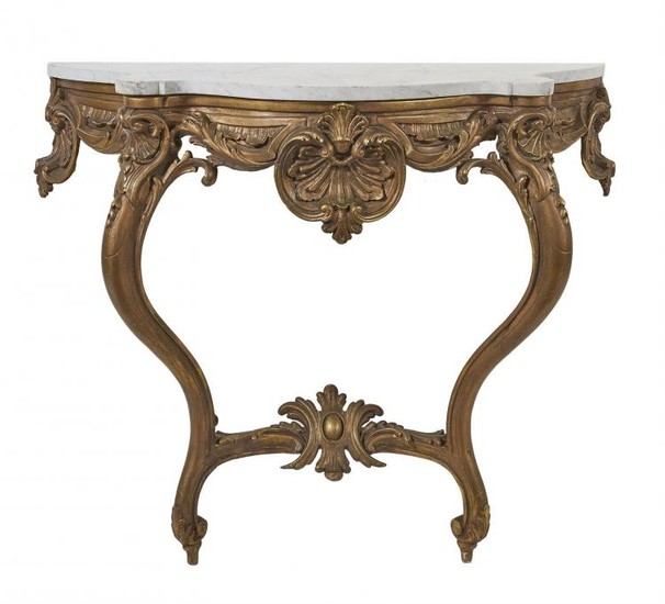 A giltwood console table in Louis XVI style
