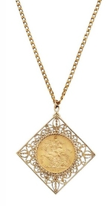 A gold sovereign pendant, the George V,...