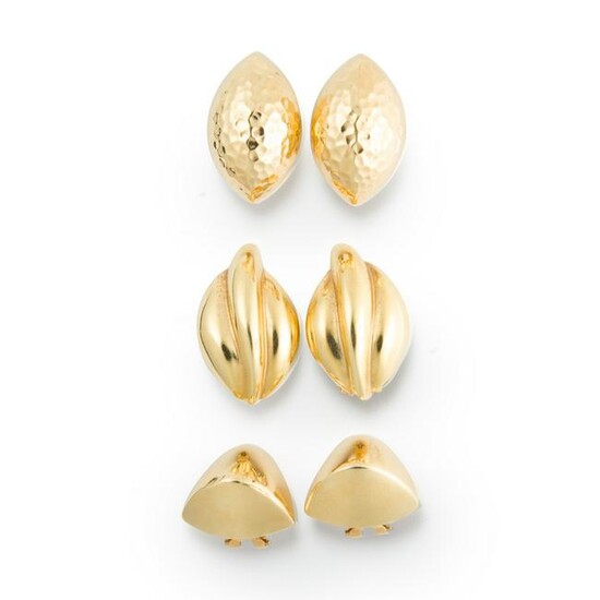 A group of fourteen karat gold ear clips