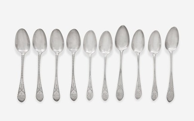 A group of ten silver tablespoons, John Gladding Gibbs (1751-1797) and Saunders Pitman (1734-1804)