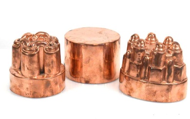 A group of three late 19th/early 20th century copper jelly...