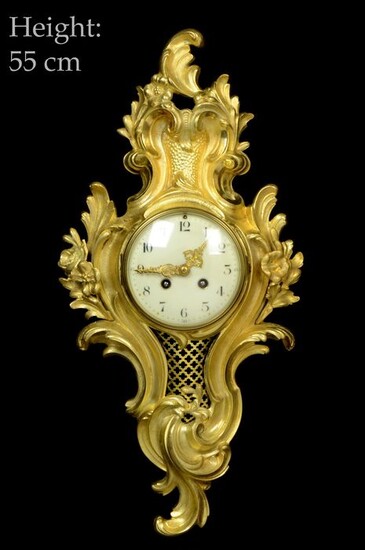A large ormolu rococo wall cartel clock - NO RESERVE PRICE - Japy Freres & Cie, Paris, France - Gilt bronze - Late 19th century