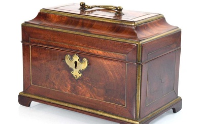 A late 18th/early 19th century mahogany and brass mounted box...
