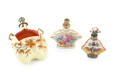 A late 19th century Continental porcelain scent bottle, of shaped...