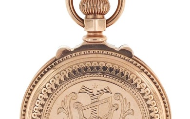 A late 19th century gold Hampden pocket watch for J.P. Stevens