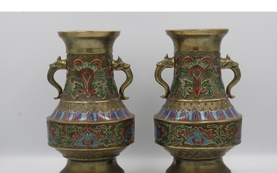 A magnificent pair of Chinese cloisonné vases, originating f...