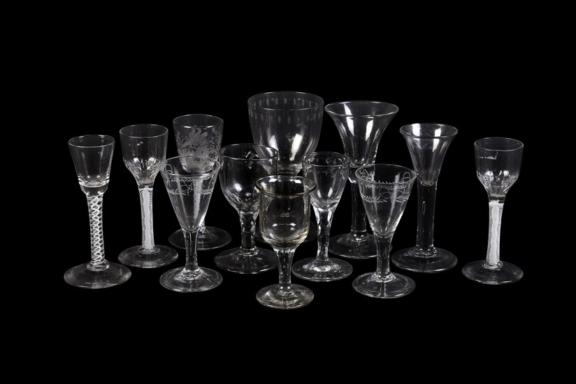 A miscellaneous selection of mostly English drinking glasses