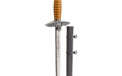A model 1937 miniature Luftwaffe officer's dagger with dedication "L.B.A. Bln. 1937-40", maker SMF