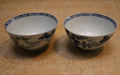 A near pair of 18th century Liverpool tea bowls printed...