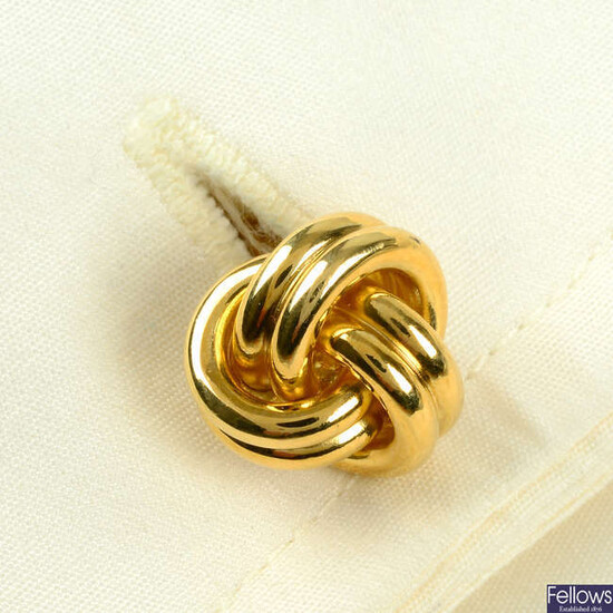 A pair of 18ct gold knot cufflinks, by Tiffany & Co.