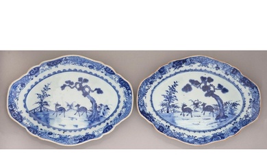 A pair of Chinese blue and white dishes, 18th / early 19th c...