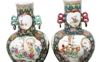 A pair of Chinese enamelled globular painted vase circa 1980's