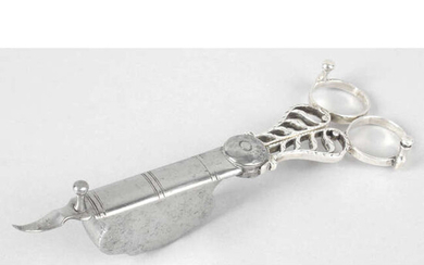 A pair of George III silver and steel candle snuffers.