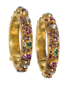 A pair of gem-set gold bangles, India,...