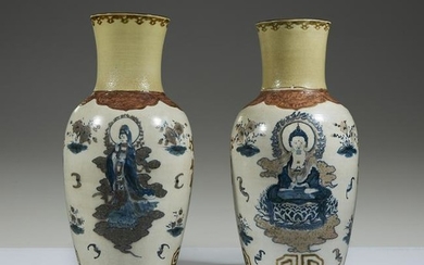 A pair of large Chinese underglaze blue and