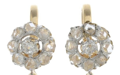 A pair of old and rose-cut diamond cluster...