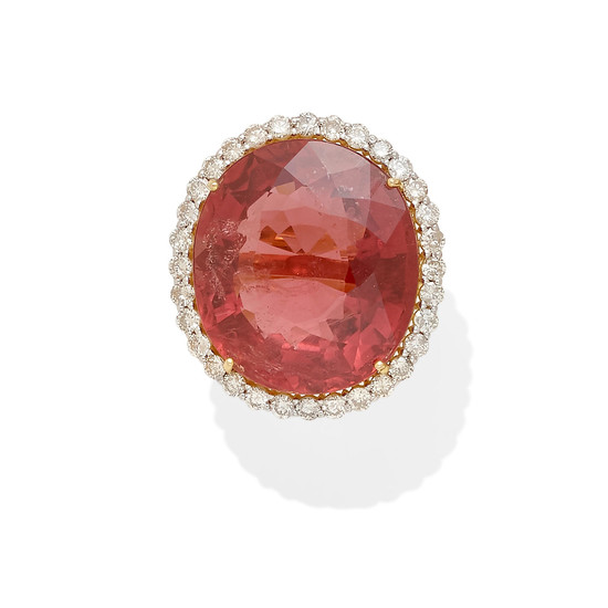 A pink tourmaline and diamond ring