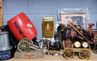 A quantity of brewery related collectibles.