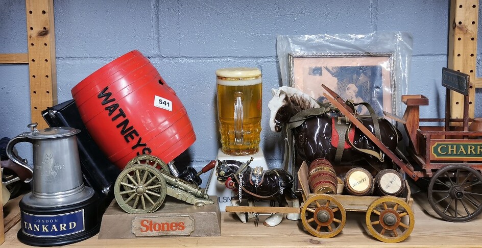A quantity of brewery related collectibles.