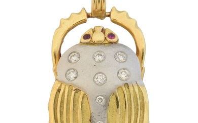 A ruby and diamond scarab pendant