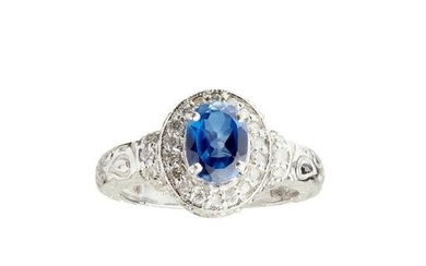 A sapphire and diamond set ring