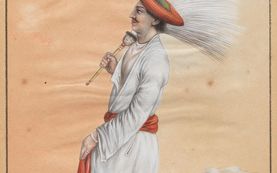 A servant carrying a flywhisk Lucknow, circa 1825-30