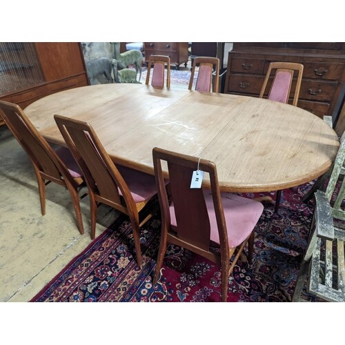 A set of six Niels Koefoed teak dining chairs and circular D...