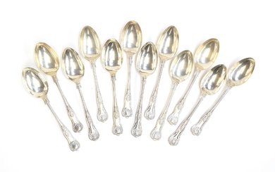 A set of twelve silver King's Pattern dessert spoons by Vine...