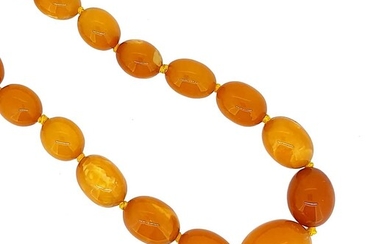 A single row of amber beads