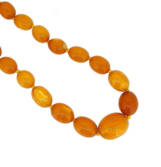 A single row of amber beads