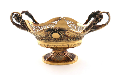 A two-handled silver-gilt basket