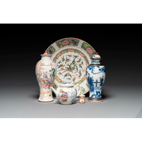 A varied collection of Chinese blue and white and famille ro...