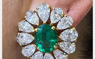 AGL Certified Emerald and Diamond Earrings