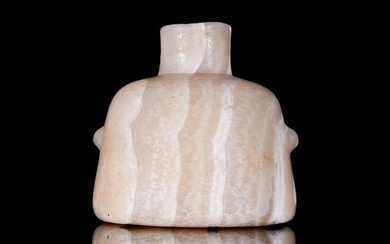 AN EGYPTIAN BANDED ALABASTER OINTMENT JAR