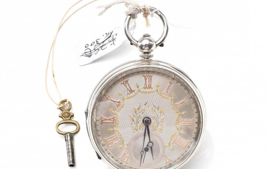 AN ENGLISH FUSEE LEVER OPEN FACED POCKET WATCH WITH STERLING SILVER CASE AND DIAL, CIRCA 1880