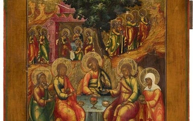 AN ICON SHOWING THE OLD TESTAMENT TRINITY AND ABRAHAM