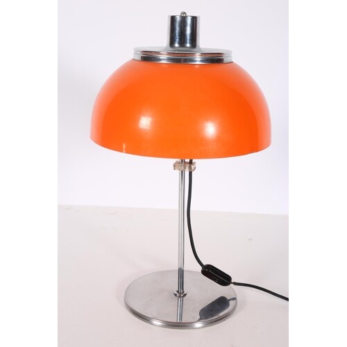 AN ITALIAN RETRO CHROME TWO LIGHT TABLE LAMP raised on a cyl...