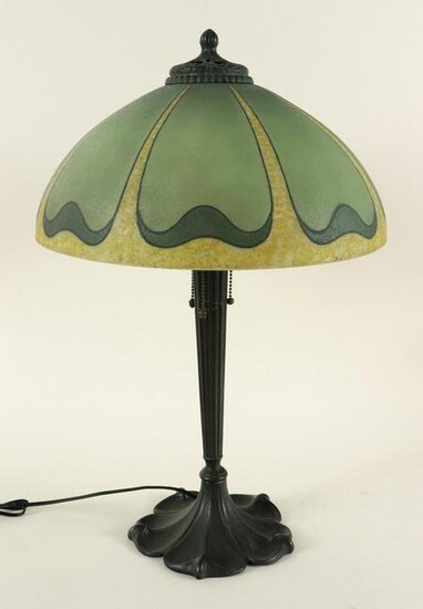 ART NOUVEAU TABLE LAMP WITH GLASS SHADE C.1910