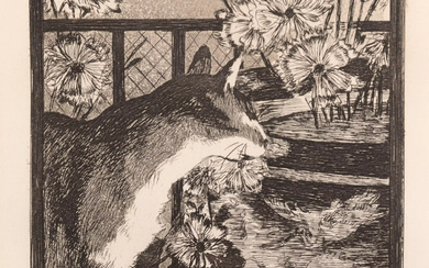 After Edouard Manet, French 1832-1883, Cat with flowers, 1869; etching...