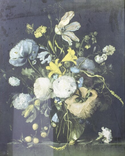After Jacob van Walscapelle (Dutch, 1644-1727), a 20th century print of a still life of flowers