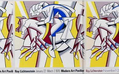 After Roy Lichtenstein (1923-1997) Three Exhibition Posters 1975-76. Color offset lithographic posters, unmatted, unframed. sheets 22 1/2 x 28 in. (57.2 x 71.2 cm)