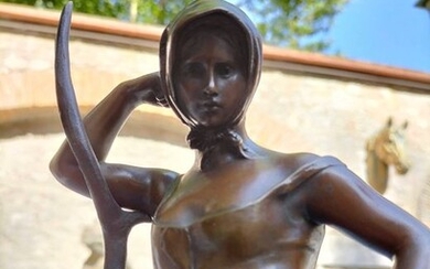 Alfred Boucher (1850-1934) - Sculpture, "The Tedder" (1) - Patinated bronze - that. 1900