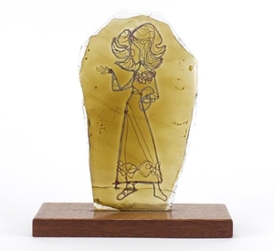 Alfred Fisher glass and wire work sculpture of a female, rai...
